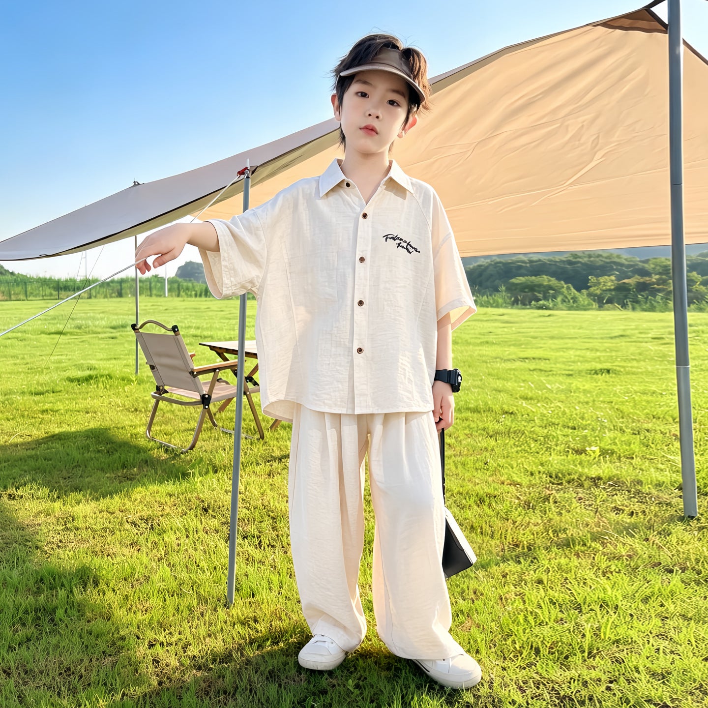 Children's Short Sleeve Shirt Set for Boys