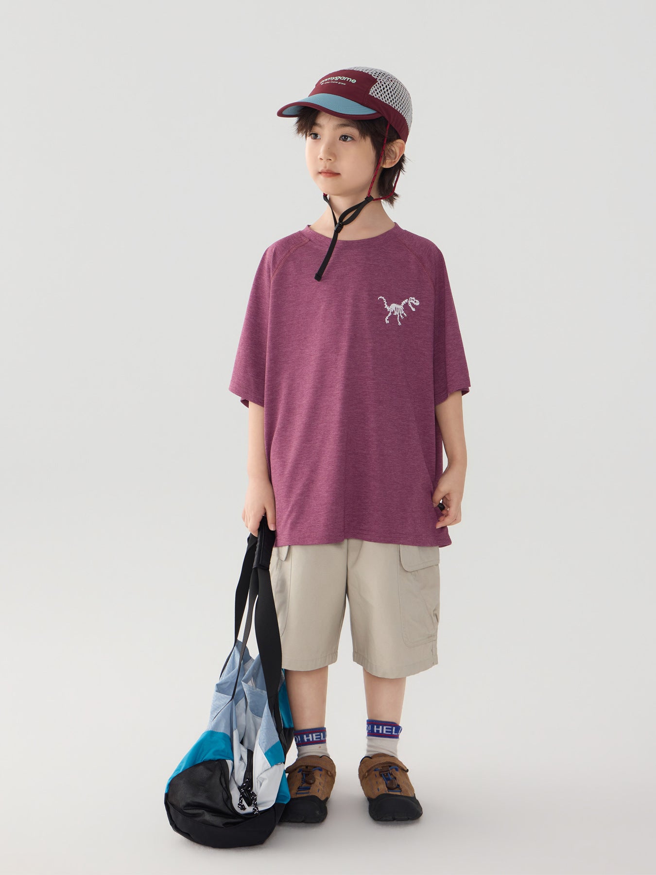 Cool Breathable Quick-Dry T-Shirt for Boys, Night Light Dinosaur Print