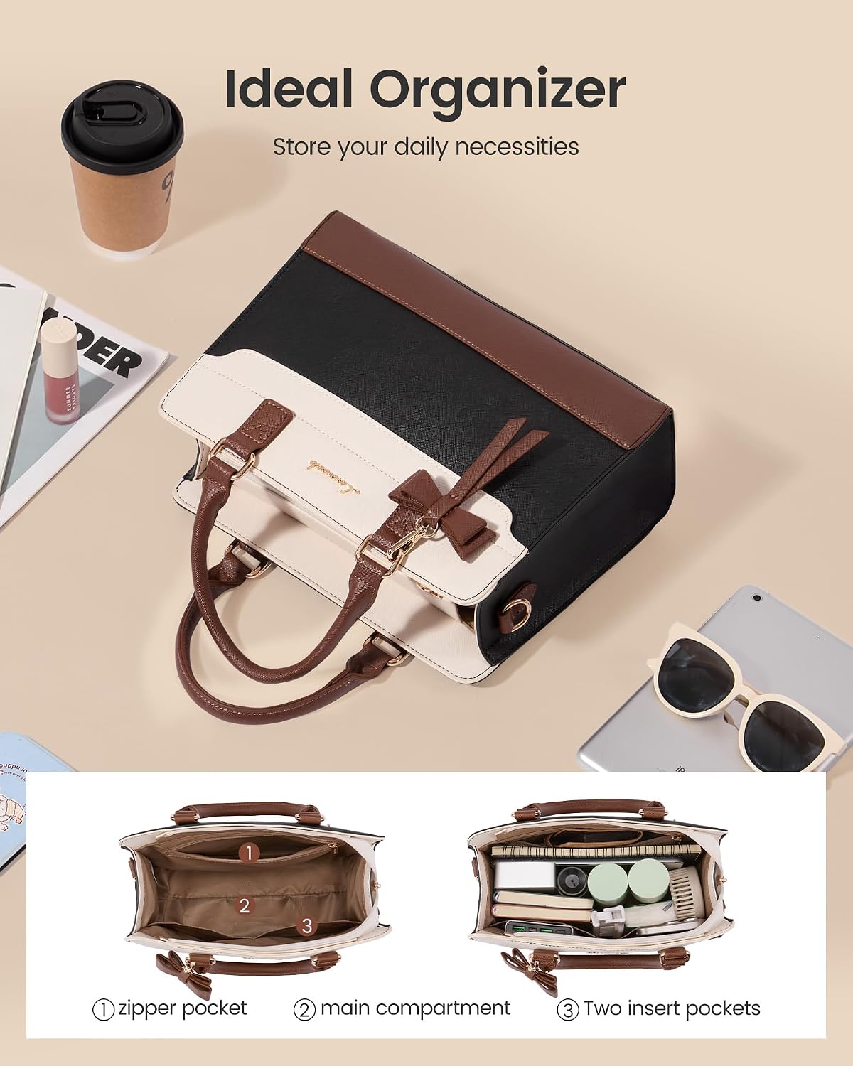 LOVEVOOK Leather Tote Satchel Crossbody Bag