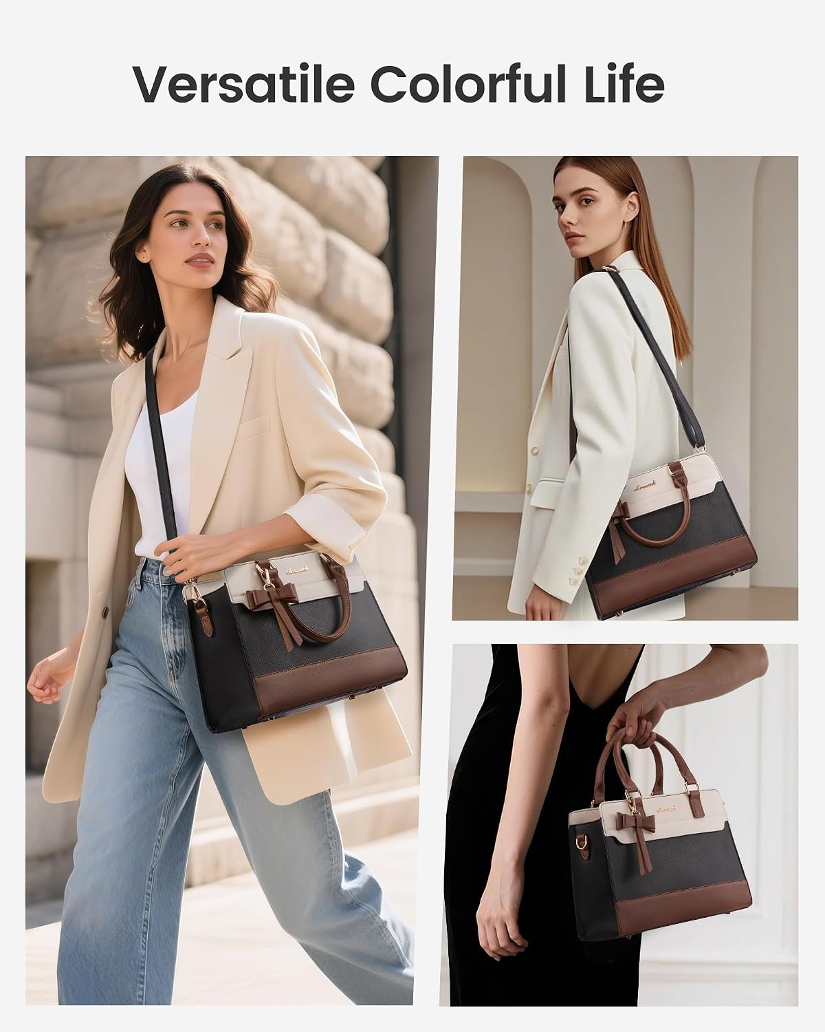 LOVEVOOK Leather Tote Satchel Crossbody Bag