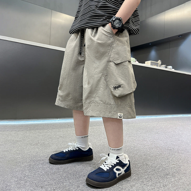 Casual Cargo Shorts for Boys  Lightweight Loose Fit Mid-Length Pants Trendy