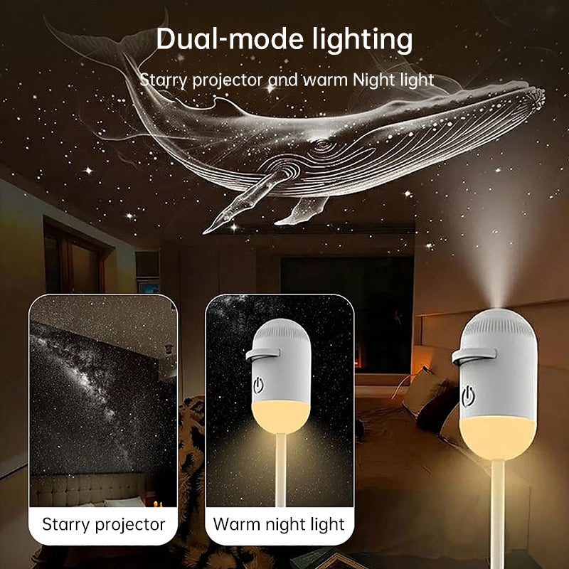 2-in-1 Mini Star Projector with Bright Colorful Night Light 10 Movies Included  Galaxy Atmosphere for Bedroom Decor, Kids Gift