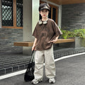 Children's Boys Short Sleeve Set Long Pants Two-Piece Suit