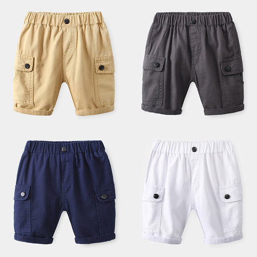 Boy's Five-Panel Shorts Solid Color Casual Short Pants for Kids Mid-Length Pants Wholesale
