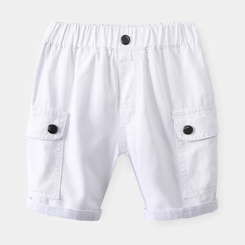 Boy's Five-Panel Shorts Solid Color Casual Short Pants for Kids Mid-Length Pants Wholesale