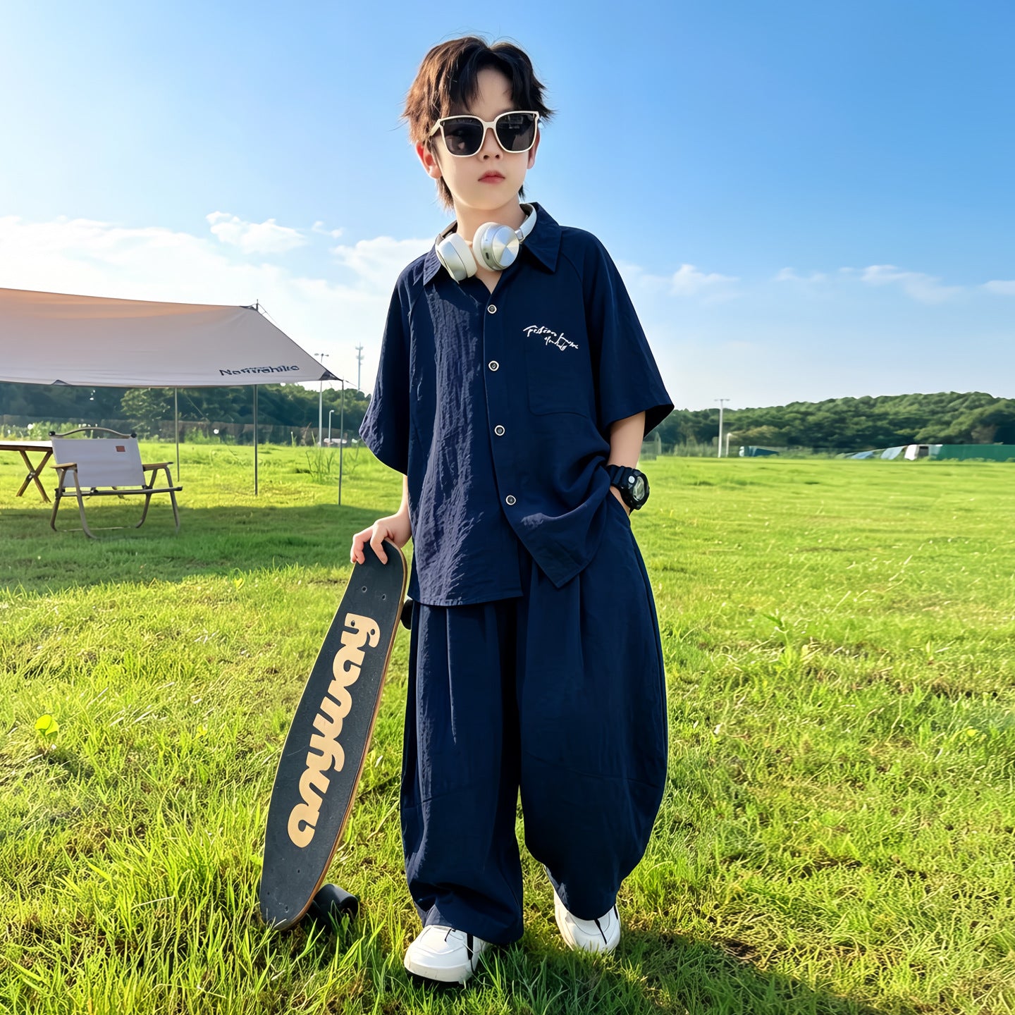 Children's Short Sleeve Shirt Set for Boys