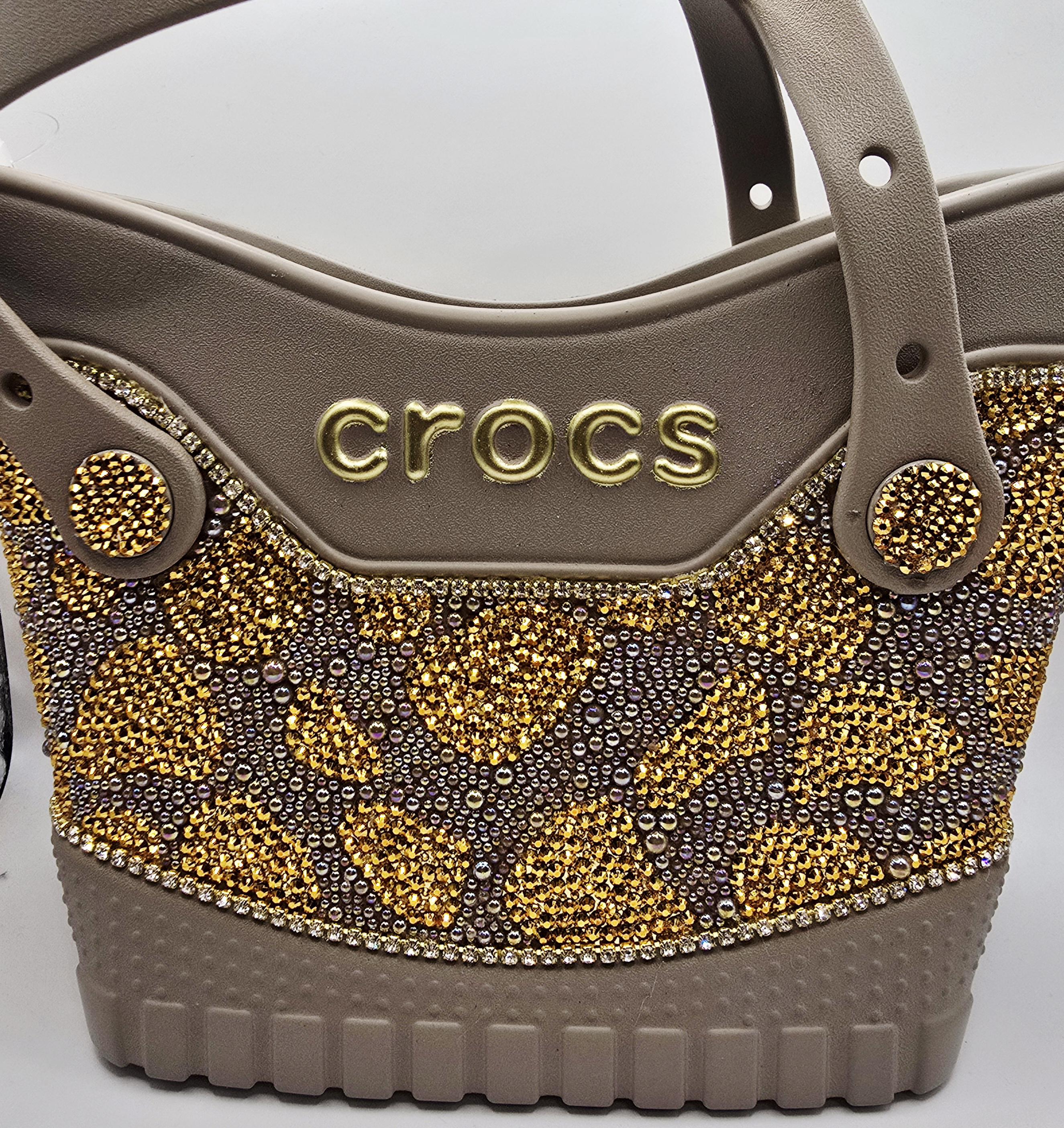 EllegantSwagBoutique Custom Crocs Small Safari Tote Rhinestone Bag