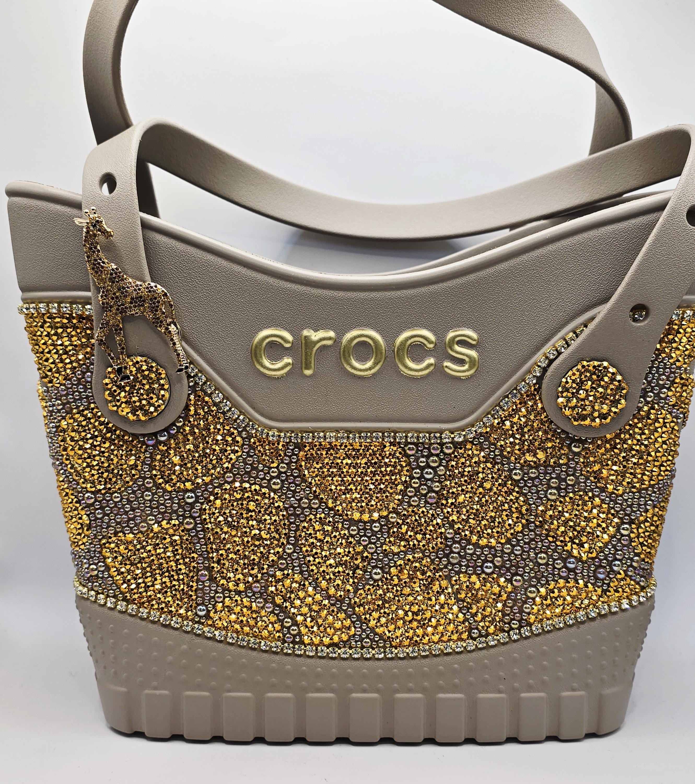EllegantSwagBoutique Custom Crocs Small Safari Tote Rhinestone Bag