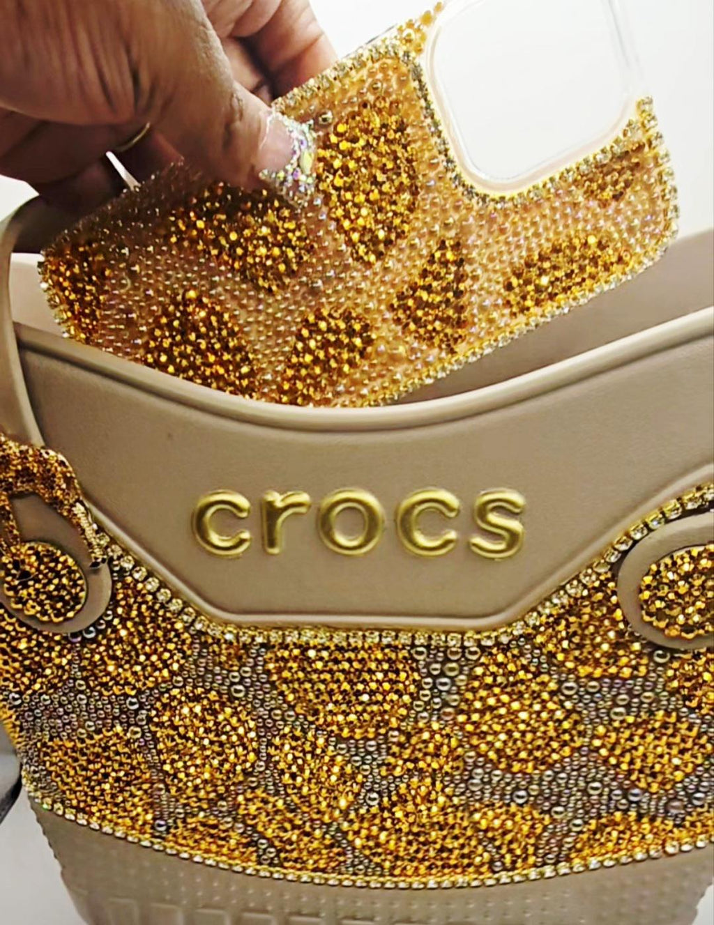 EllegantSwagBoutique Custom Crocs Small Safari Tote Rhinestone Bag