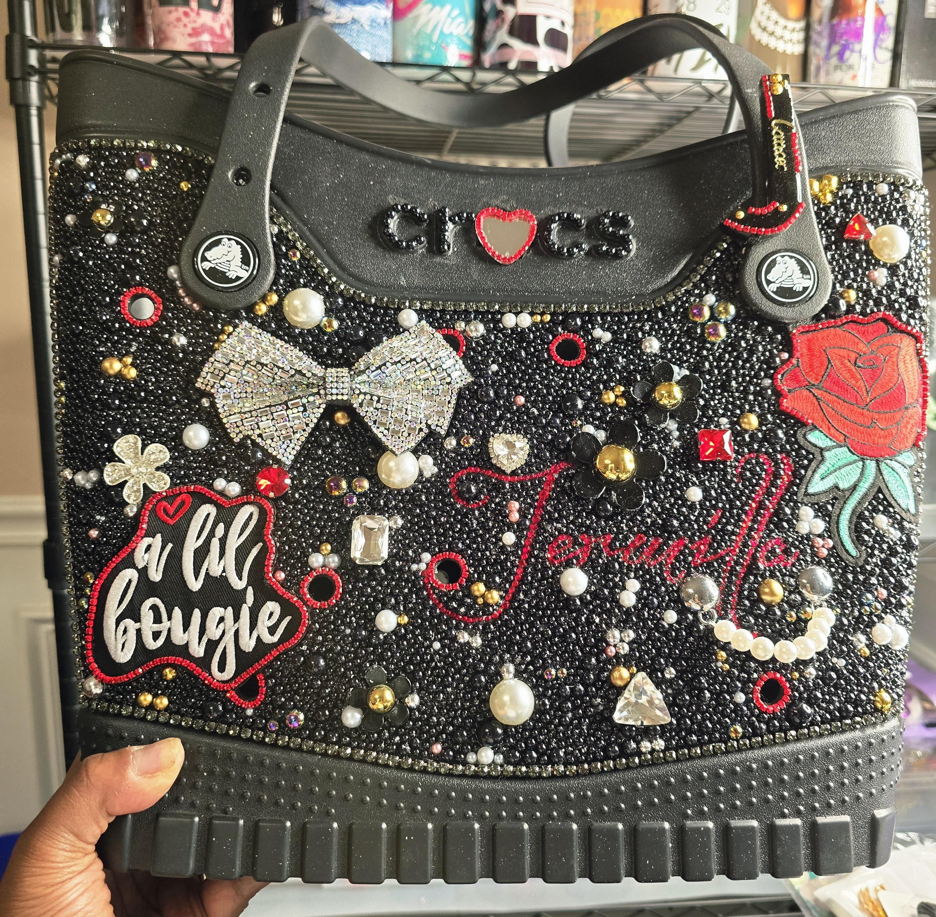 Crocs Large Rhinestone Embellished Tote Bag