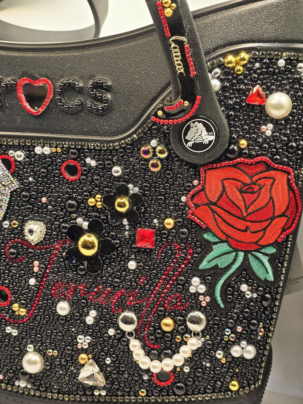 Crocs Large Rhinestone Embellished Tote Bag