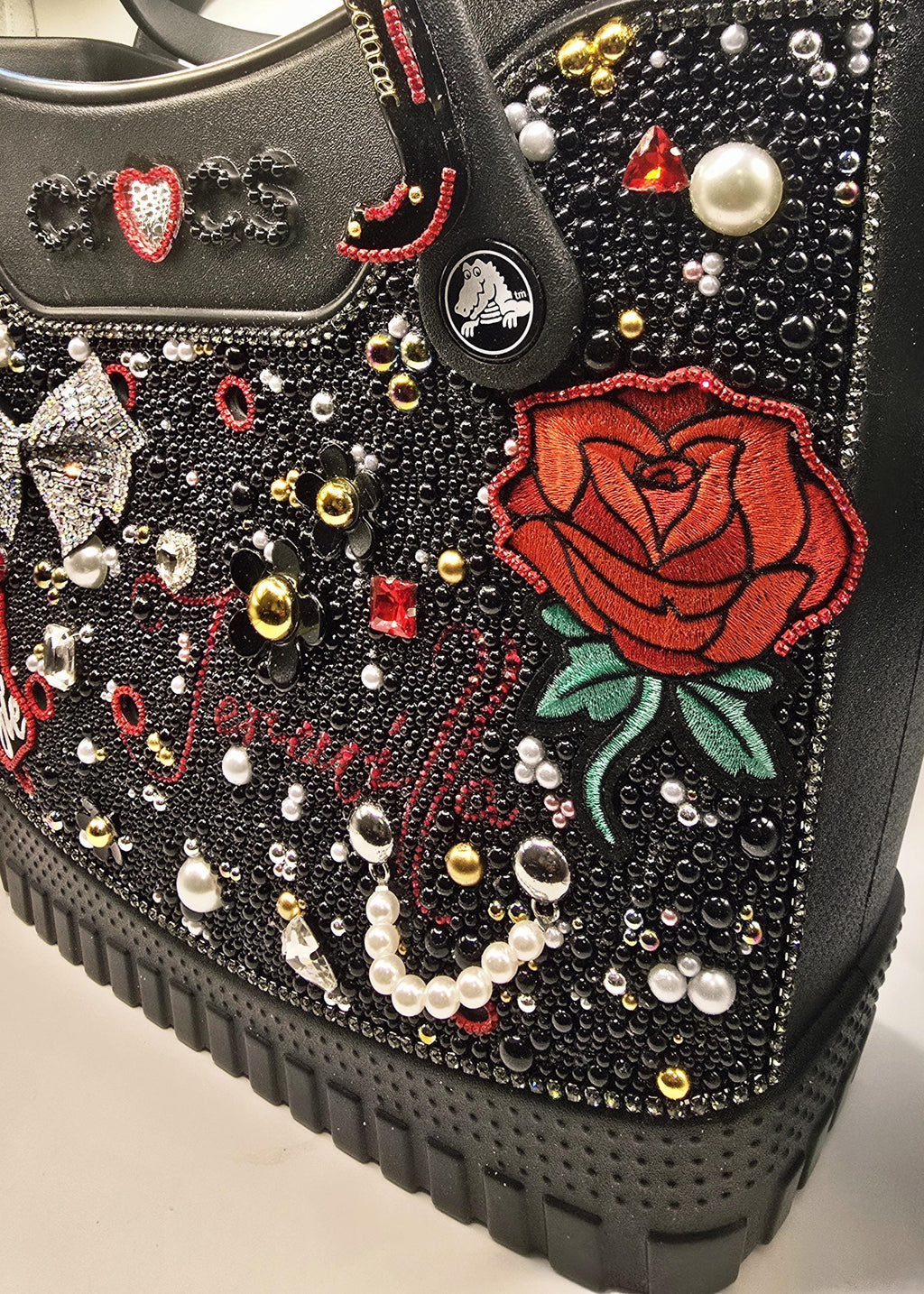 Crocs Large Rhinestone Embellished Tote Bag