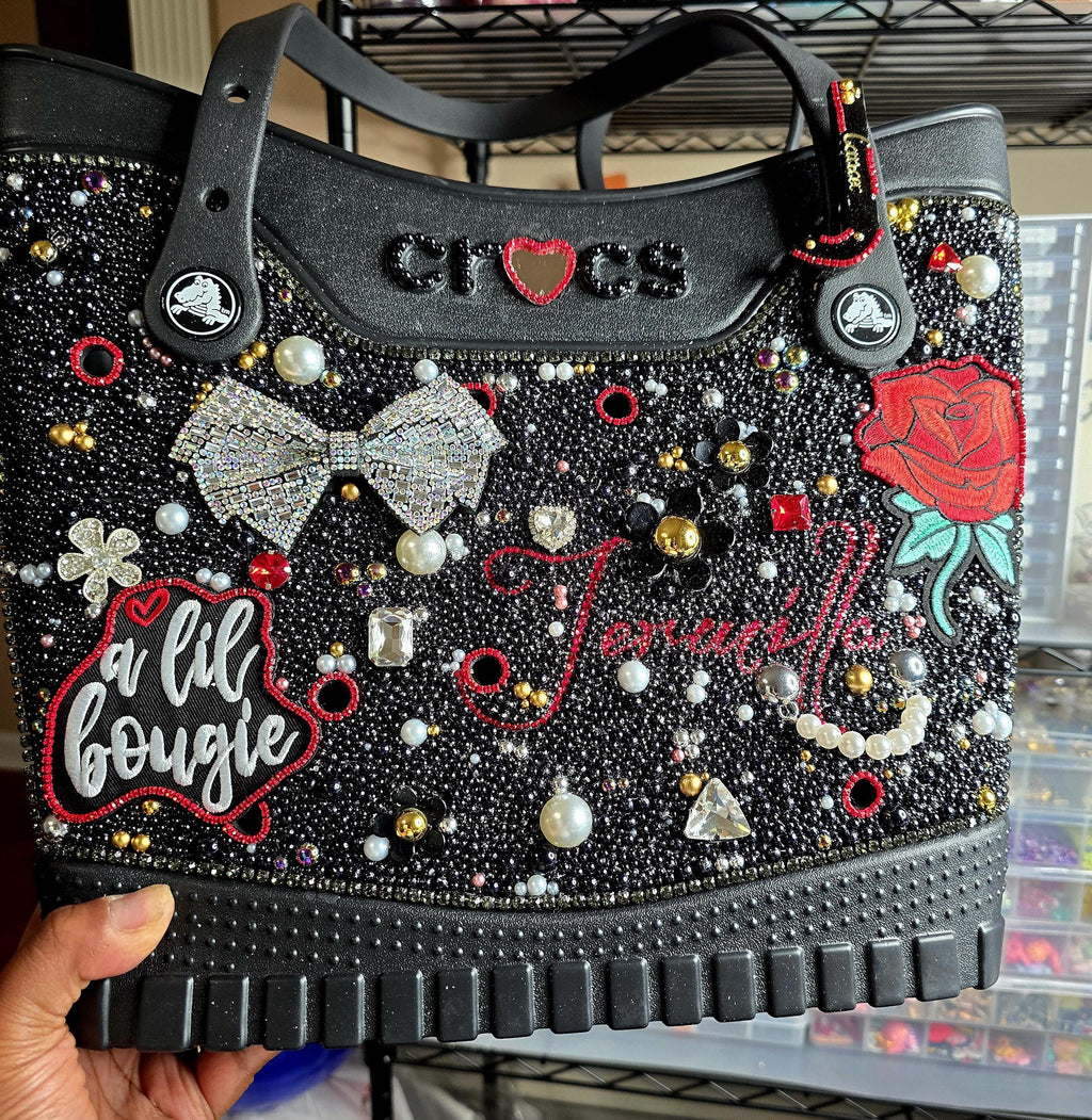 Crocs Large Rhinestone Embellished Tote Bag