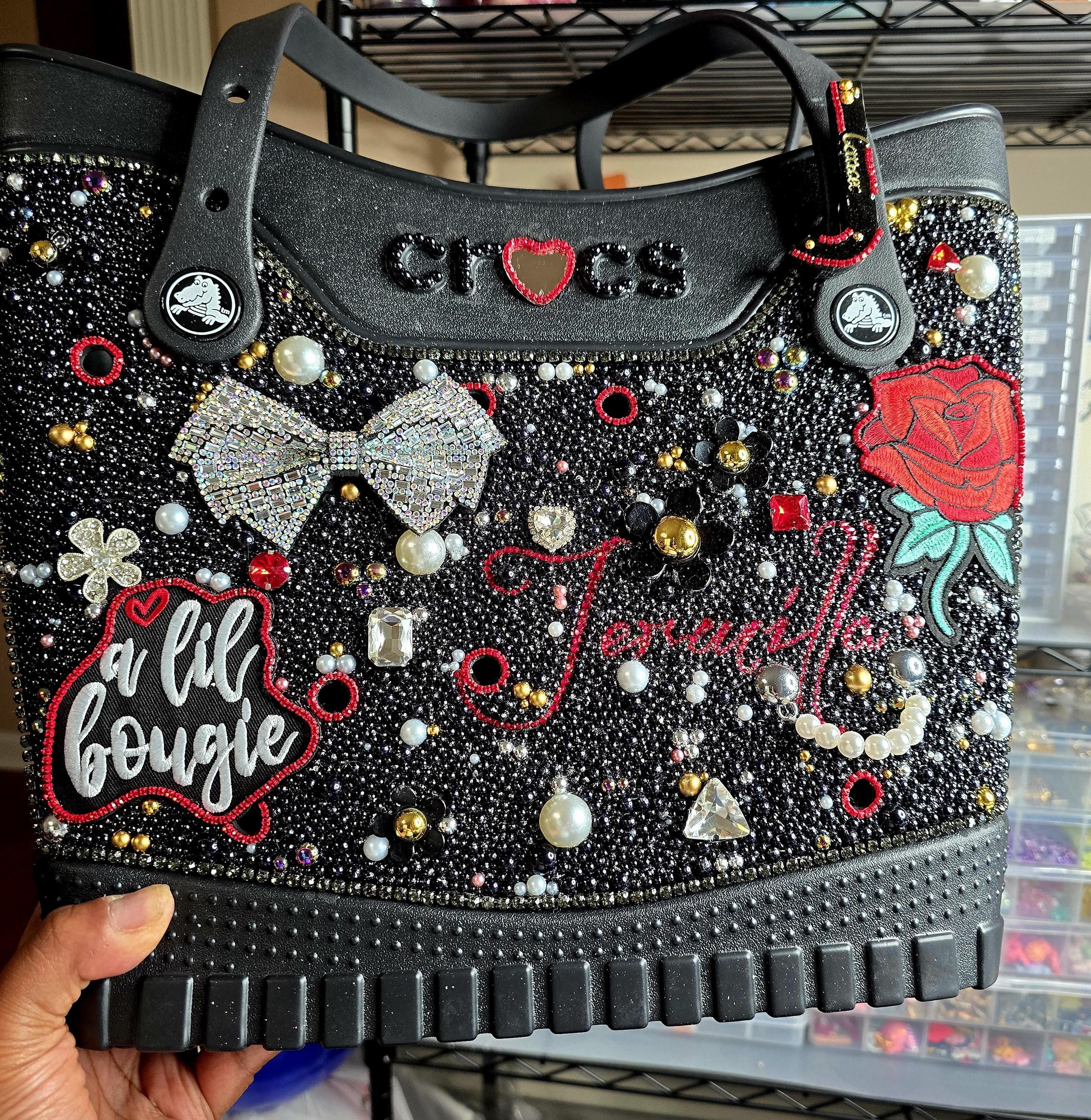 Crocs Large Rhinestone Embellished Tote Bag