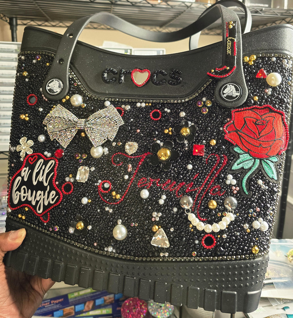 Crocs Large Rhinestone Embellished Tote Bag