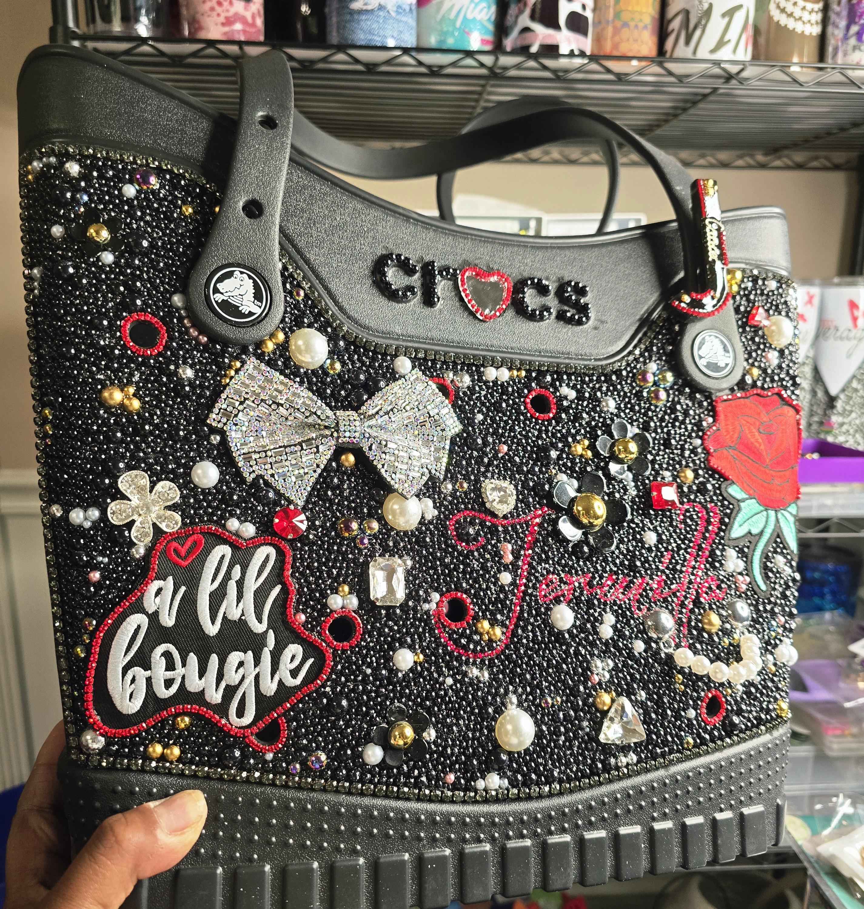 Crocs Large Rhinestone Embellished Tote Bag