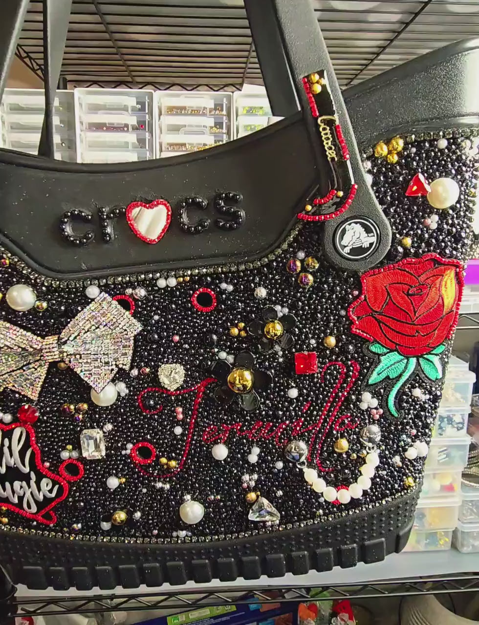 Custom Crocs Large Tote Bag Rhinestone Embellished